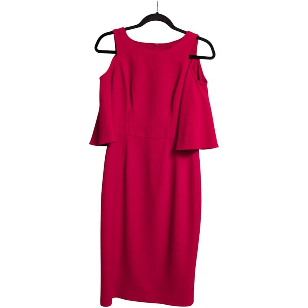 Black Halo Pink Sleeveless Midi Cold-Shoulder Dress Size 6